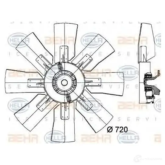 Вентилятор радиатора HELLA _BEHR HELLA SERVICE_ UNVCX 8mv376727121 49866