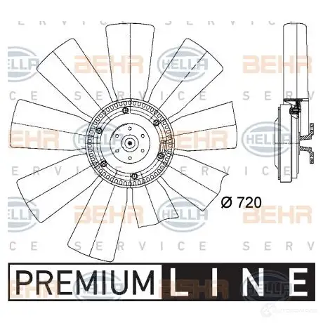 Вентилятор радиатора HELLA _BEHR HELLA SERVICE_ X0YV3 8mv376727091 49863