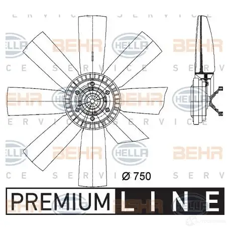 Вентилятор радиатора HELLA _BEHR HELLA SERVICE_ 49942 GF8MTC 8mv376731301