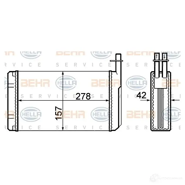 Радиатор печки, теплообменник HELLA 39840 8fh351308661 _BEHR HELLA SERVICE_ U2PENC