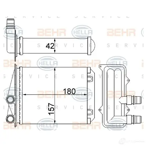 Радиатор печки, теплообменник HELLA 8fh351511534 OX6 FY 1424337357 4045621520076