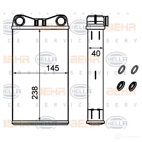 Радиатор печки, теплообменник HELLA 4KI0P 8 40084 8fh351333184 4045621512552 - Изображение 1