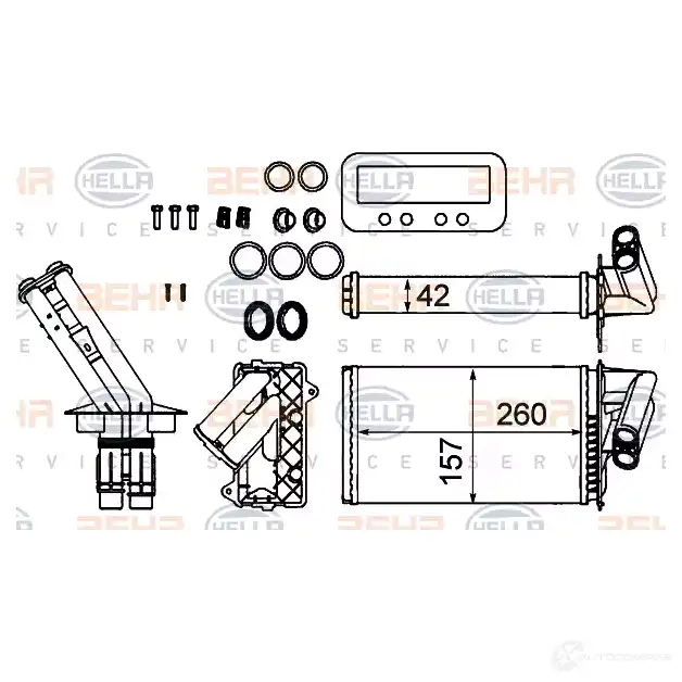 Радиатор печки, теплообменник HELLA 39902 CQ7J P 8fh351311714 4045621513177 - Изображение 1