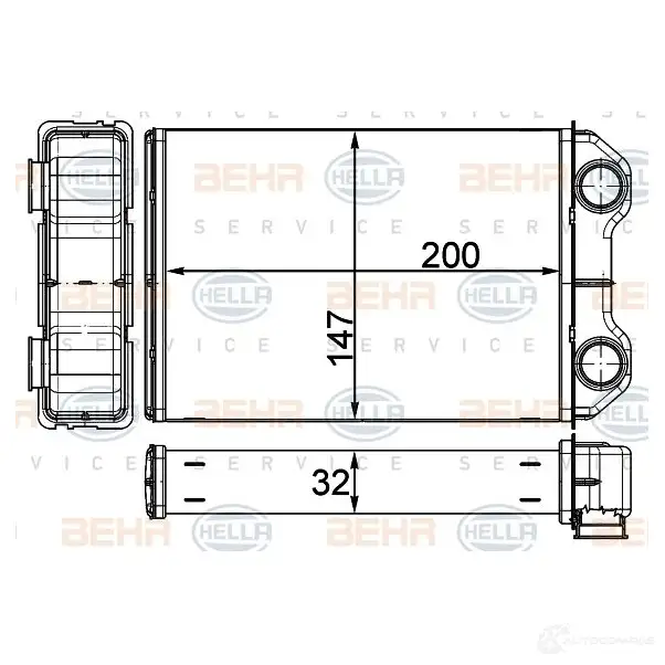 Радиатор печки, теплообменник HELLA 8fh351511614 4045621521011 1424337362 Q8ZD FT