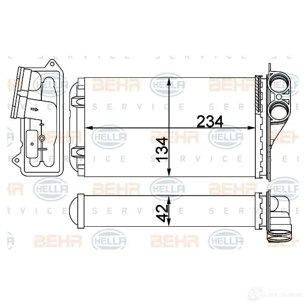 Радиатор печки, теплообменник HELLA 4045621520526 1424337342 8fh351331424 Y RTLB3