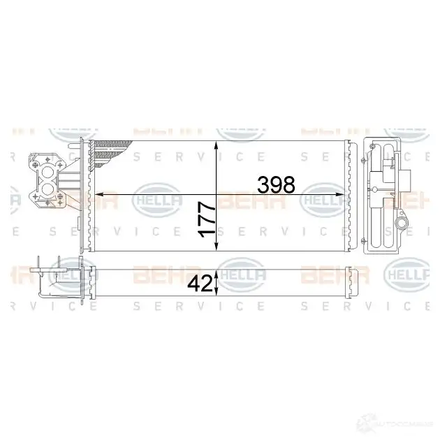 Радиатор печки, теплообменник HELLA 1424306245 4045621520472 8fh351308374 I8 C3TT
