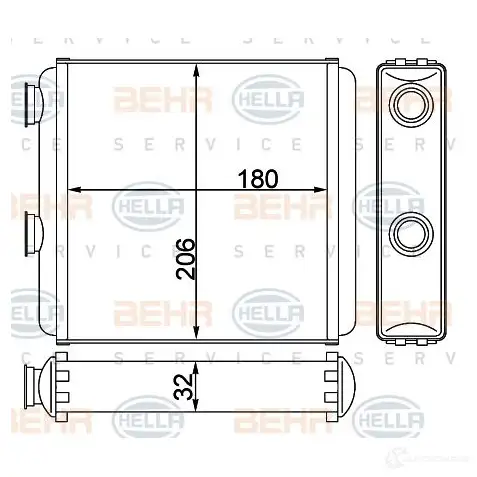 Радиатор печки, теплообменник HELLA 1437475489 S4 24PHY 8fh351311234 изображение 0