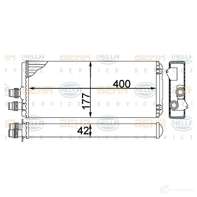 Радиатор печки, теплообменник HELLA 8fh351331434 4045621520533 1424337343 9 16JP3K изображение 0