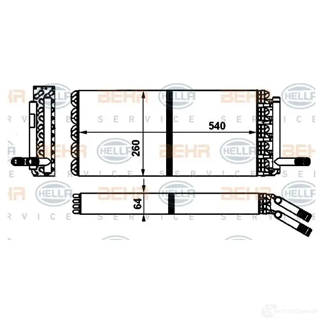 Радиатор печки, теплообменник HELLA 40088 O16UN _BEHR HELLA SERVICE_ 8fh351394001