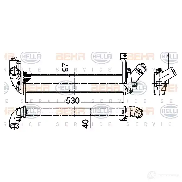 Интеркулер HELLA DP64V O 8ml376988314 47857 4045621517687 - Изображение 1