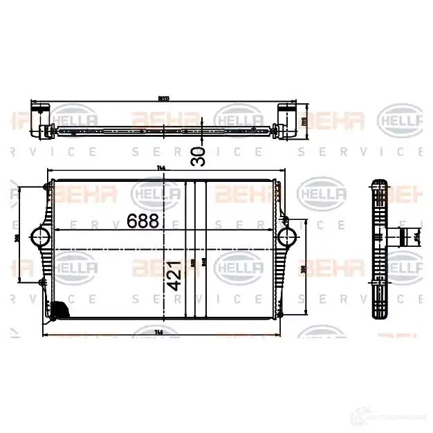 Интеркулер HELLA 47869 8ml376988514 YSS CVW9 4045621517809 изображение 0