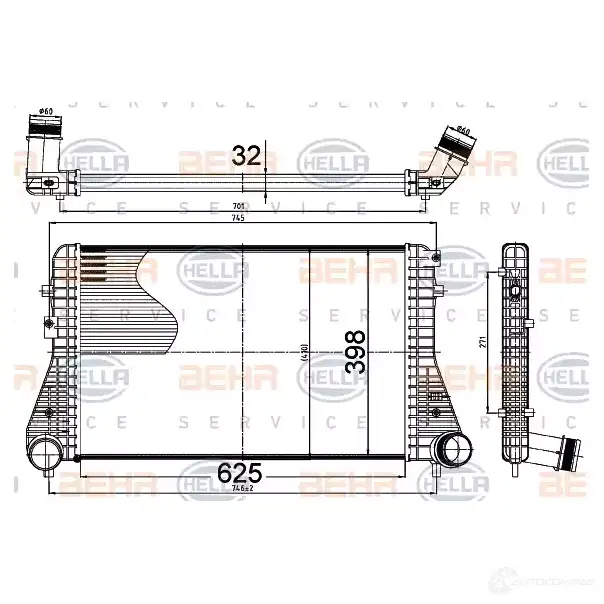 Интеркулер HELLA 47868 8ml376988504 4045621517793 SRL Q2 изображение 0