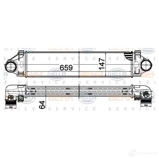 Интеркулер HELLA 4045621517847 8ml376988554 47871 IAA 61F - Изображение 1