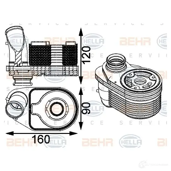 Масляный радиатор двигателя HELLA 07750 _BEHR HELLA SERVICE_ 48043 8mo376797201