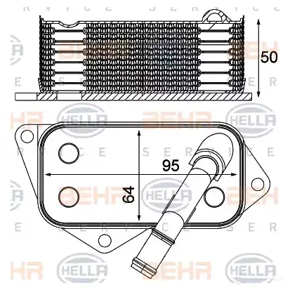 Масляный радиатор двигателя HELLA 8mo376714804 4045621511005 47884 E5OW8 UO - Изображение 1