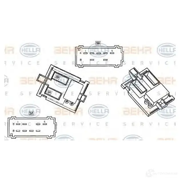 Резистор вентилятора печки HELLA 52358 9ml351332291 TZJ7TE _BEHR HELLA SERVICE_ изображение 0