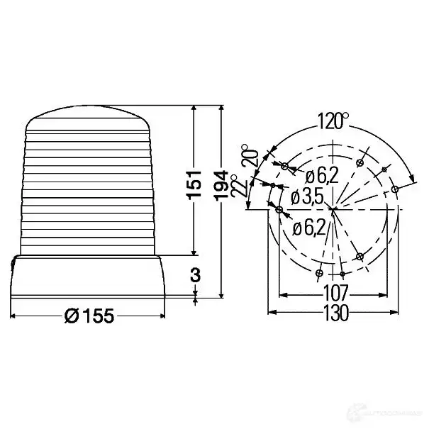 Вращающийся проблесковый маячок HELLA 15827 E1 1241 2rl008064101 025142 изображение 1