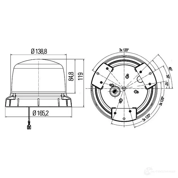 Вращающийся проблесковый маячок HELLA 18472 E1 3503 2xd012480001 E1 3109 изображение 1