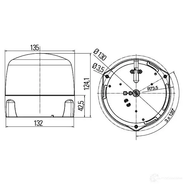 Вращающийся проблесковый маячок HELLA 16212 VRHXQH0 2rl010979101 Rot aLED изображение 2