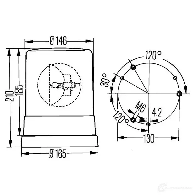 Вращающийся проблесковый маячок HELLA 15730 E2 88072 025053 2rl004958011 изображение 2