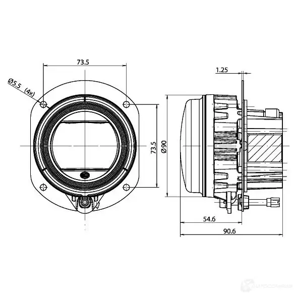 Фара HELLA 90 mm LED Modul 1F0 011 988-031 E1 3831 12594 изображение 0