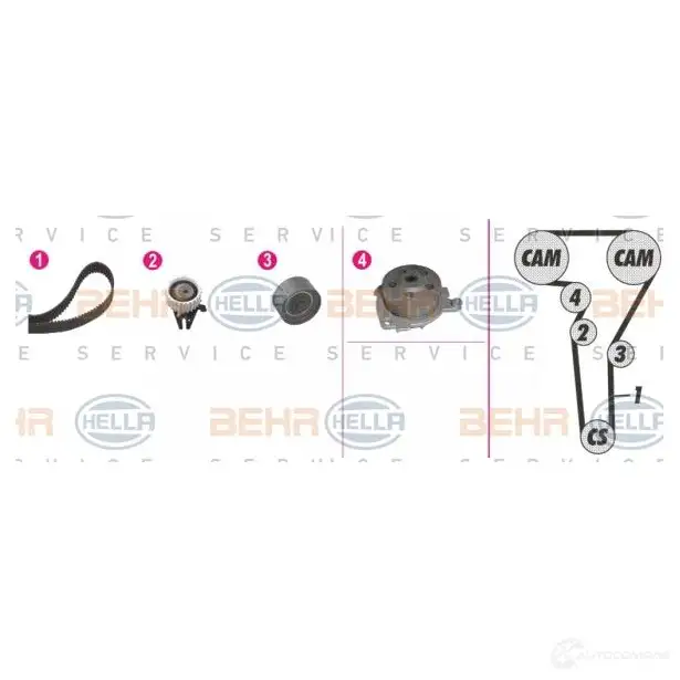 Комплект ремня грм с водяным насосом HELLA _BEHR HELLA SERVICE_ V3NH559 49259 8mp376810801