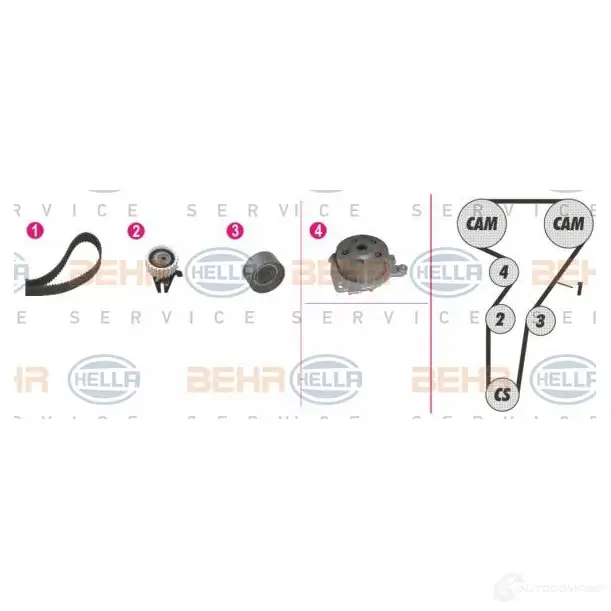 Комплект ремня грм с водяным насосом HELLA 8mp376803831 _BEHR HELLA SERVICE_ WP2YEAE 48667