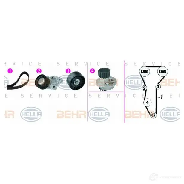 Комплект ремня грм с водяным насосом HELLA 49315 3UFDO 8mp376815881 _BEHR HELLA SERVICE_