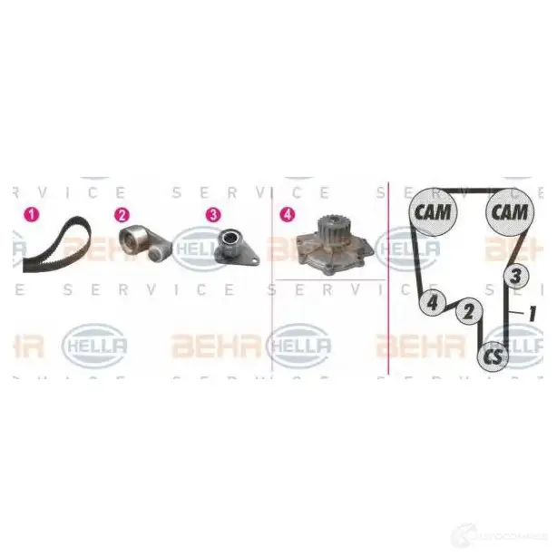Комплект ремня грм с водяным насосом HELLA TOE2FSP 8mp376808851 _BEHR HELLA SERVICE_ 49161 изображение 0