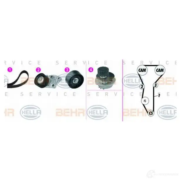Комплект ремня грм с водяным насосом HELLA _BEHR HELLA SERVICE_ R9BS3 49316 8mp376815891
