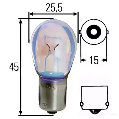 Лампа накаливания P22 BA15S 15 Вт 24 В HELLA 42150 8GA002072291 A ABO915 4082300608427 - Изображение 1