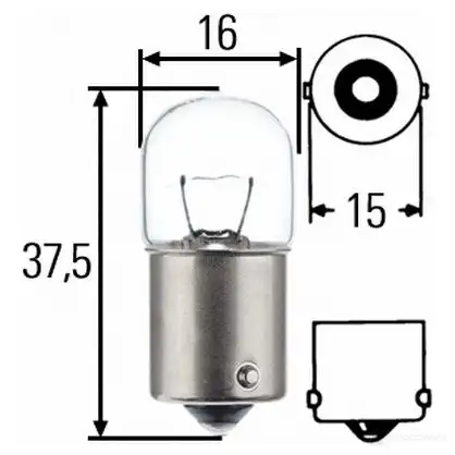 Лампа галогеновая R5W BA15S 5 Вт 12 В HELLA 1437458394 8GA002071353 YM NWO - Изображение 1
