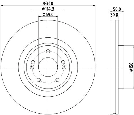 Тормозной диск HELLA 1440335515 F 4XIX 8DD 355 134-341