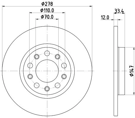 Тормозной диск HELLA 1440335545 8DD 355 133-721 431 3W изображение 0