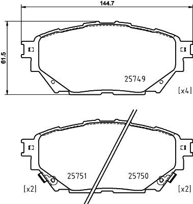 Тормозные колодки дисковые, комплект HELLA OJ BNO 8DB 355 039-471 1439896105 изображение 0