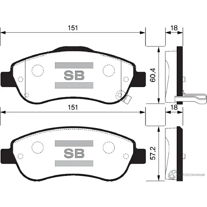 Тормозные колодки дисковые SANGSIN SP1567 1420575496 R6 I3K