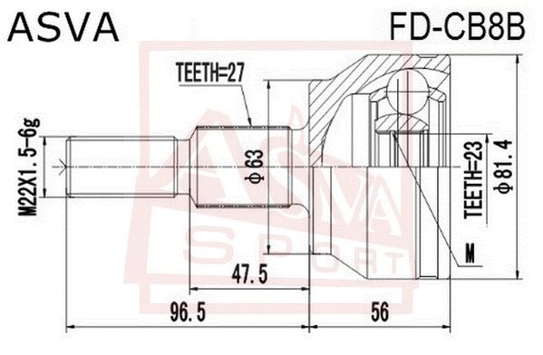 Шрус граната ASVA E YWN8CC FD-CB8B 1303464385 изображение 1
