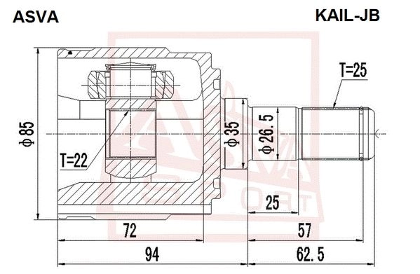 Шрус граната ASVA 1424884993 7C0S 9 KAIL-JB изображение 1