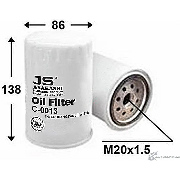 Масляный фильтр JS ASAKASHI 3337281 B 6IVJ8 4580270630122 C0013