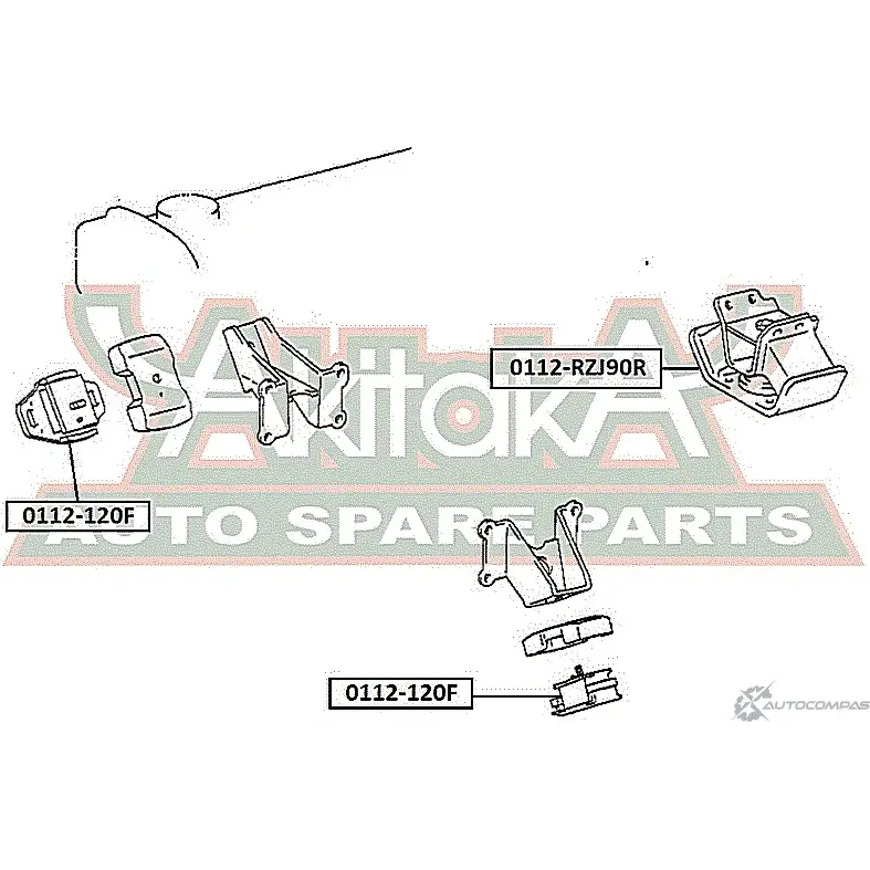 Подушка двигателя ASVA 0112-RZJ90R 1269681065 S 262FH3 изображение 0