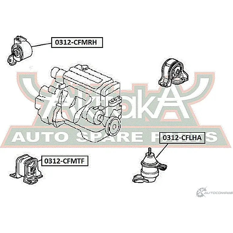 Подушка двигателя ASVA 1269687943 0312-CFMTF 6 FOIK изображение 0