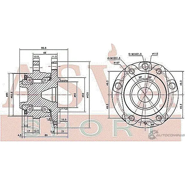 Ступица колеса ASVA ADWH-A6MR 1269698311 JICUR 8 изображение 1