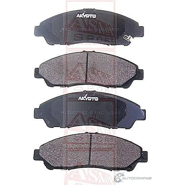 Тормозные колодки дисковые, комплект ASVA 3NE SG AKD-03102 1269699073