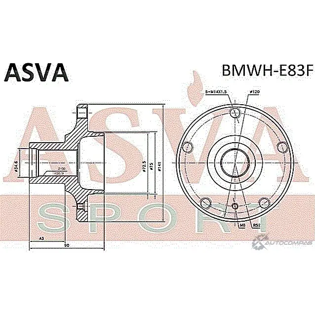 Ступица колеса ASVA BMWH-E83F YZL E1 1269710121 изображение 1