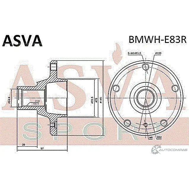 Ступица колеса ASVA 1269710123 QKA JGD BMWH-E83R изображение 1