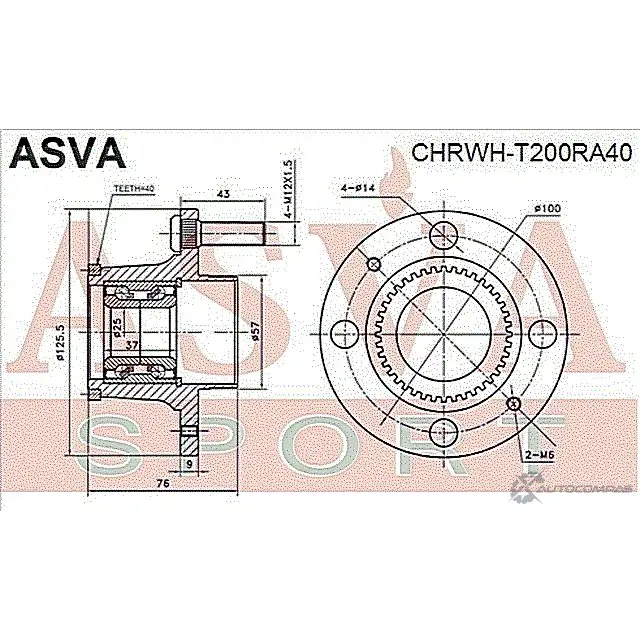 Ступица колеса ASVA CHRWH-T200RA40 1269710687 X G6K40 изображение 1
