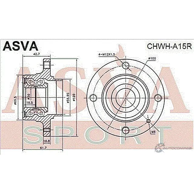Ступица колеса ASVA 1269710709 JQ2B7V D CHWH-A15R изображение 1