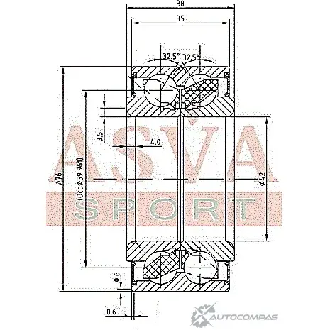 Подшипник ступицы колеса ASVA DAC42760038-35 0J0P6I 0 1269710945 изображение 1
