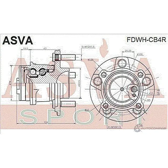 Ступица колеса ASVA 1269712389 FDWH-CB4R 9JS MV изображение 1