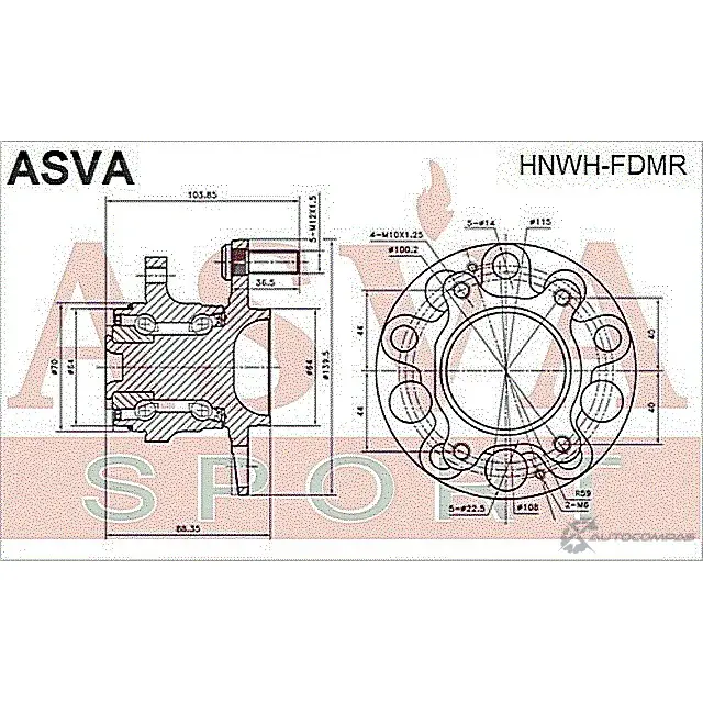 Ступица колеса ASVA 1269714465 HNWH-FDMR 5 YN9Q1A изображение 1
